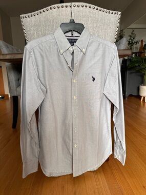 Men's Polo US Polo Assn. Light Gray Button-Down Oxford Shirt